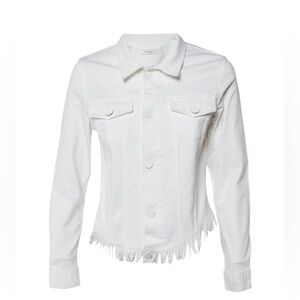 Sandro White Distressed Hem Denim Jacket